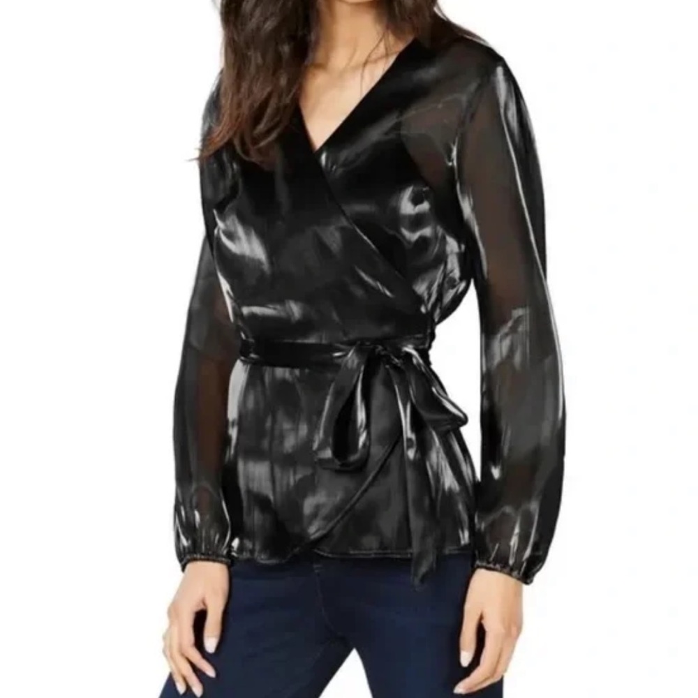 INC Sheer Wrap Blouse